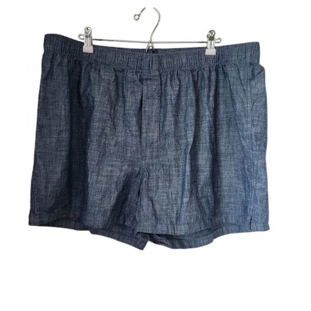 Lands End Blue Cotton Chambray Shorts Women's XL 40-42 Elastic Waist 201
